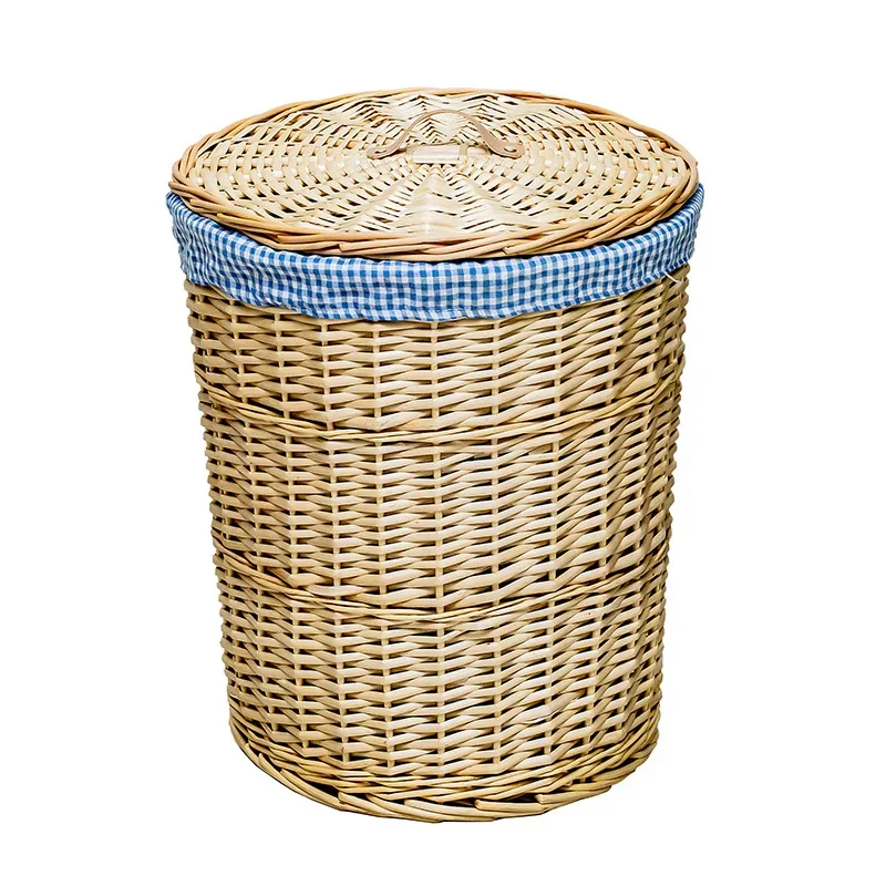 Large Dirty Clothes Basket Rattan Storage with Lid Clothes Basket Sundries Toys Storage Bucket Multi-Purpose Storage Baskeks 6