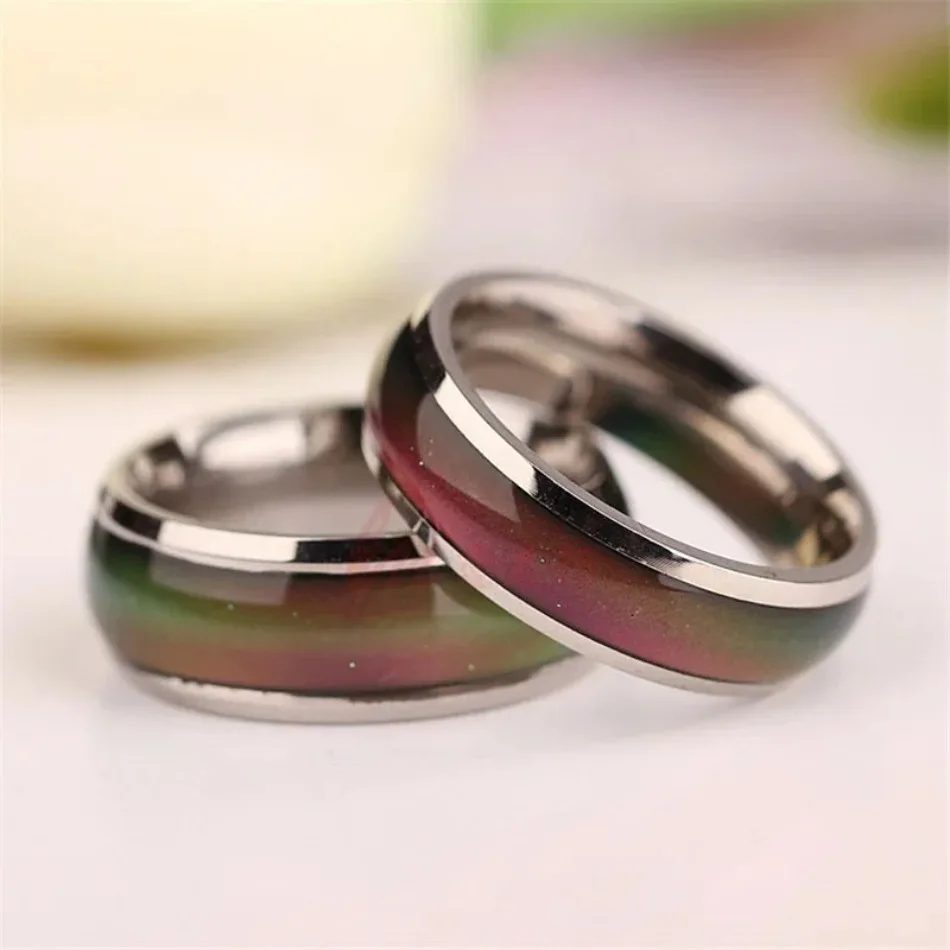 Fashion Temperature Sensitive Color Changing Ring 6mm Creative Emotional Color Changing Ring Unisex Personalized Glossy Rings