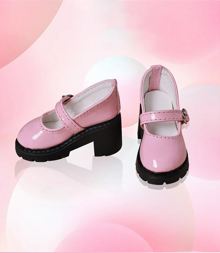 6cm* 3cm Doll Leather Shoes 1/4 Bjd Doll Thick Sole Round Toe High Heels Suitable For Dollfie Dream Mid-Dk Dod DollMore Luts