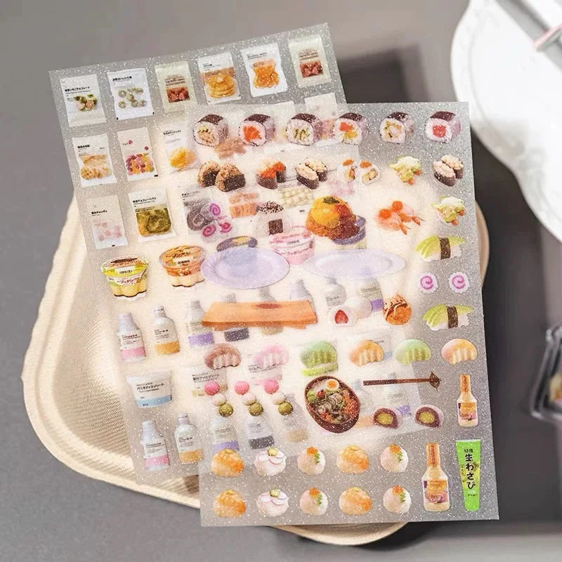 Vintage Snacks & Fruits Decorative Sticker Set - 6/10 pcs for Scrapbooking & Journaling