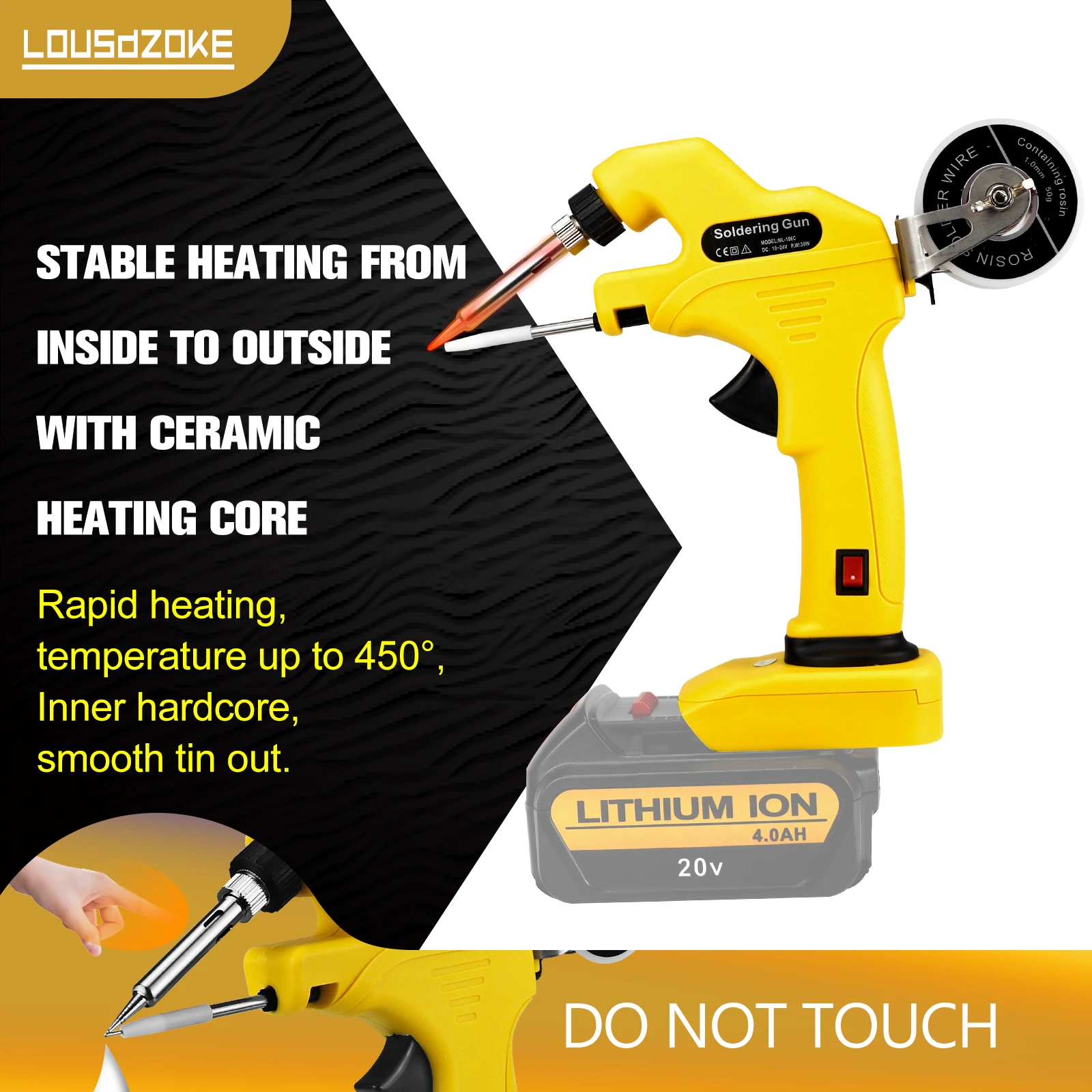 30W Cordless Soldering Iron Kit for Dewalt 20V Li-ion Battery 30s Quick Preheat Electric Welding Gun Repair Tool (No Battery) 4