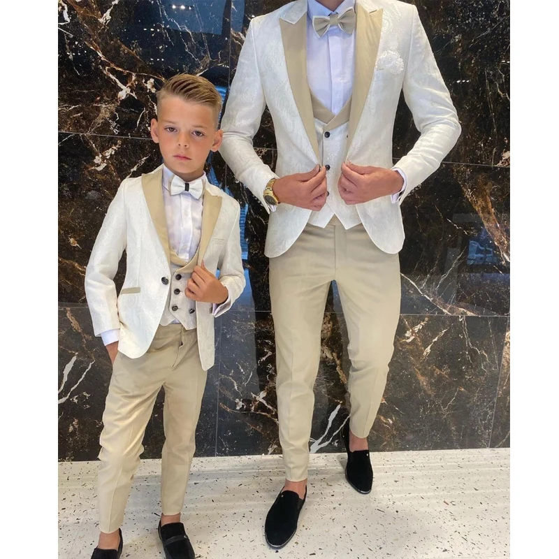 

Wedding Suit Groom White Floral Tuxedo Slim Fit Men Prom Suit Full Gentleman Costume 3 Pieces (Jacket+Vest+Pants)