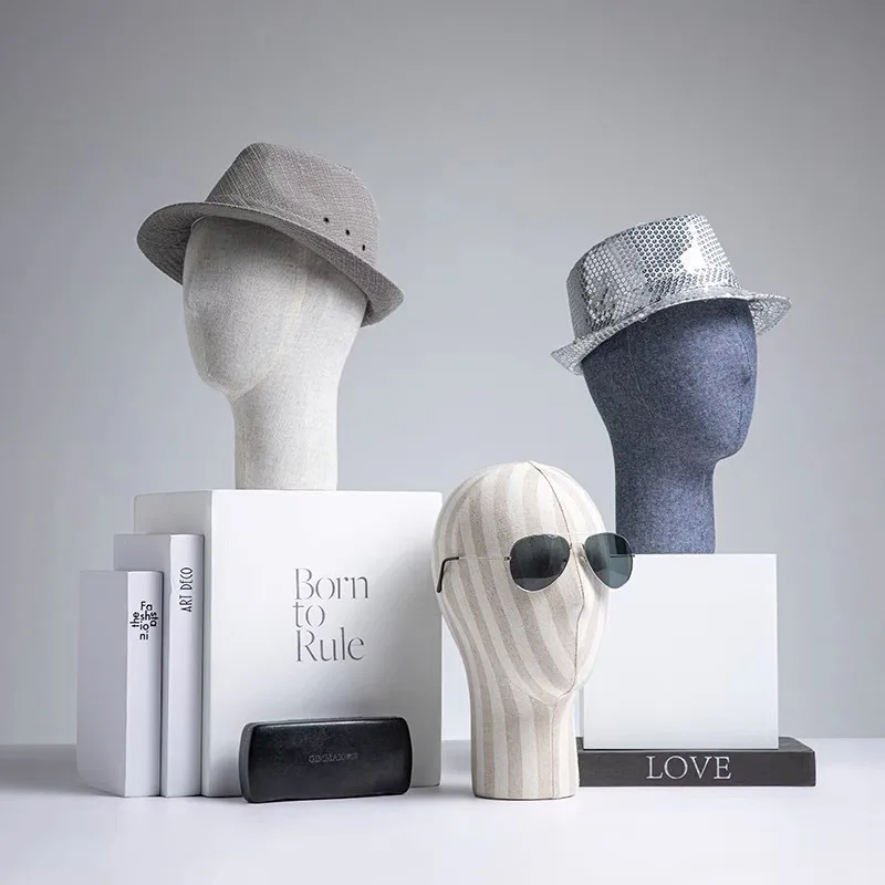 

Fabric Cover Mannequin Head for Hat Glasses Wigs Display