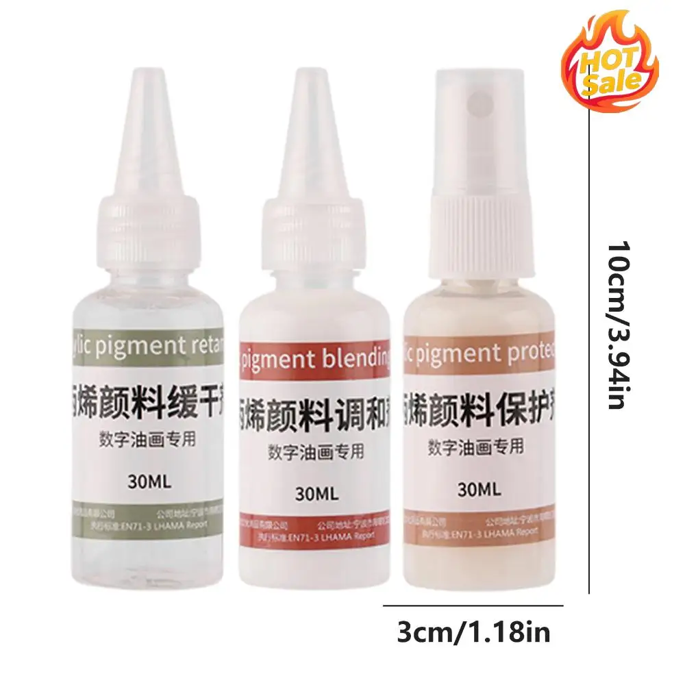 전문 페인팅용 3개 아크릴 페인트 리타더 미디엄 아크릴 믹서/리타더/보호제 30ml