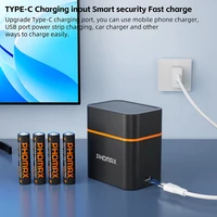 POHMAX 1.5V Lithium Rechargeable Battery AA 4200mWh AAA 1100mWh Lithium-ions Charger 8 Slots Fast Charging Box with Type-C Cable 6