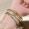 Titanium Steel Gold Silver Color Bangles for Women Girls Trend Waterproof Jewelry Luxury Sparkling Zircon Bracelet Bangle 4
