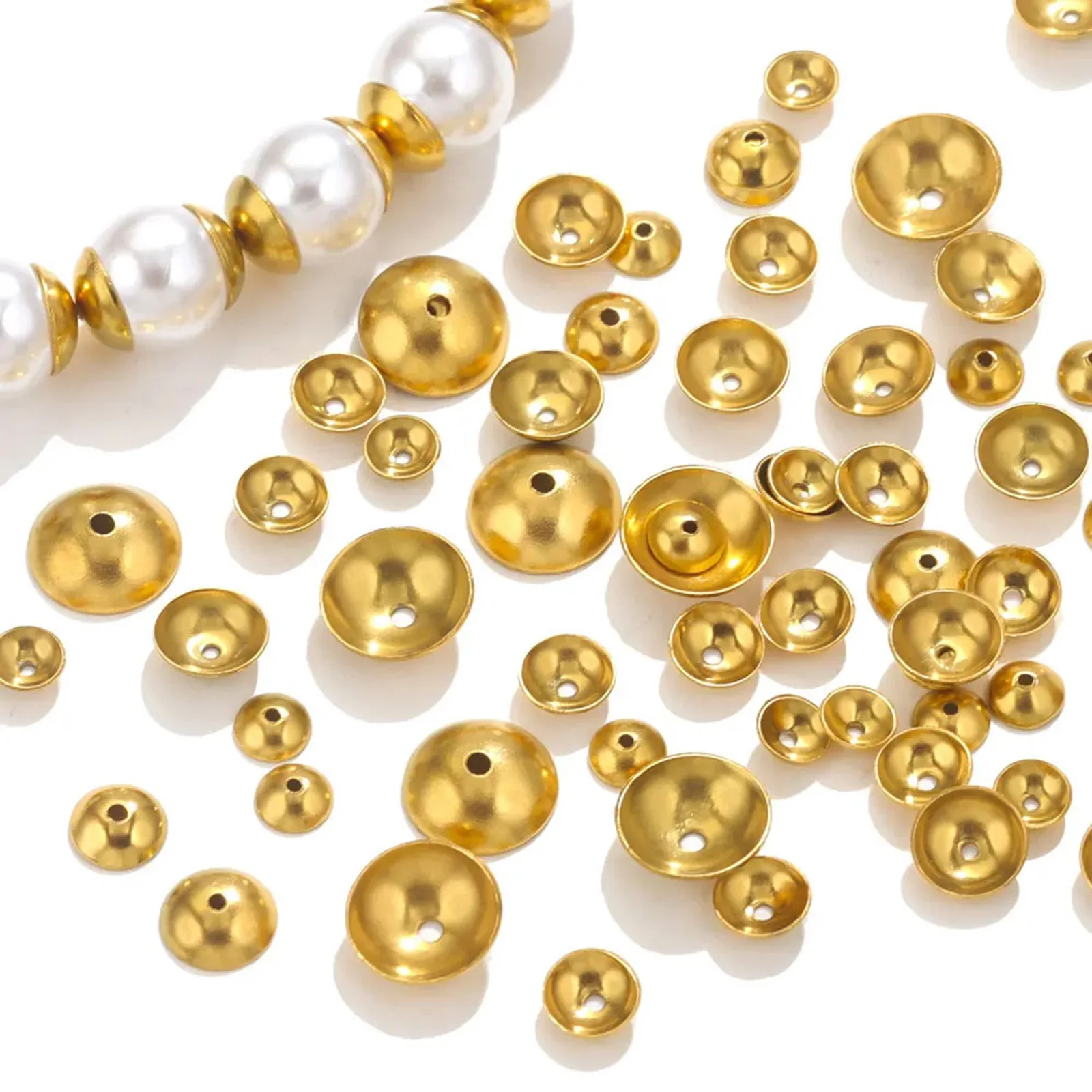 

20PCs 4 5 6 8mm Stainless Steel Round Bead Caps Gold Color Disc Spacer Beads For Jewelry Making Diy Necklace Earring Accessories