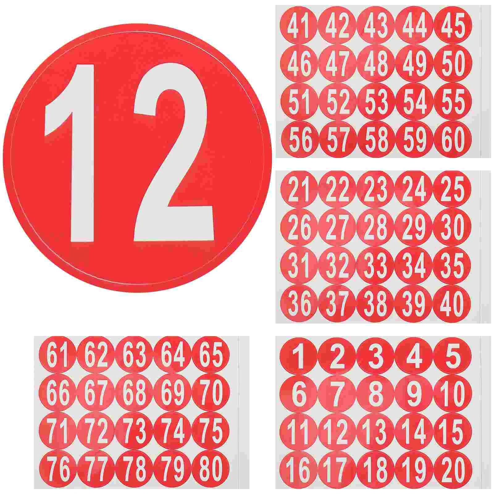 

4 Sheets Numbered Sticker 1-80 Number Sticker Storage Classification Sticker