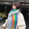 Women's Rainbow Scarf Winter Cashmere Shawl Thickened Warm Knitted Line Scarf Long Fashion Bufandas Shawl Pashmina for Femme 4