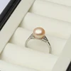 Freshwater Pearl Rings For Women,Cubic Zircon 925 Silver Open Pearl Ring Adjustable Mom Wife Birthday Gift Black 5