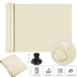 Waterproof Balcony Privacy Screen with 95% UV Protection for Patio, Deck, and Garden Decor (W Elastic Ball Rope)