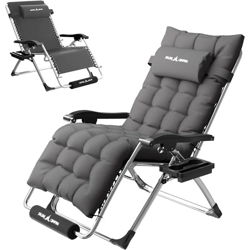 

Amopatio Zero Gravity Chair 22" Seat Width, XL Lounge Chairs w/Cushion, Folding Reclining Camping Chair for Outside Deck