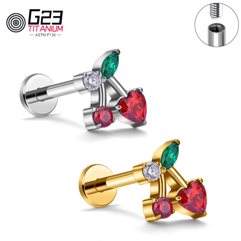 

Серьги из титана ASTM F136 с цирконом в виде клубники