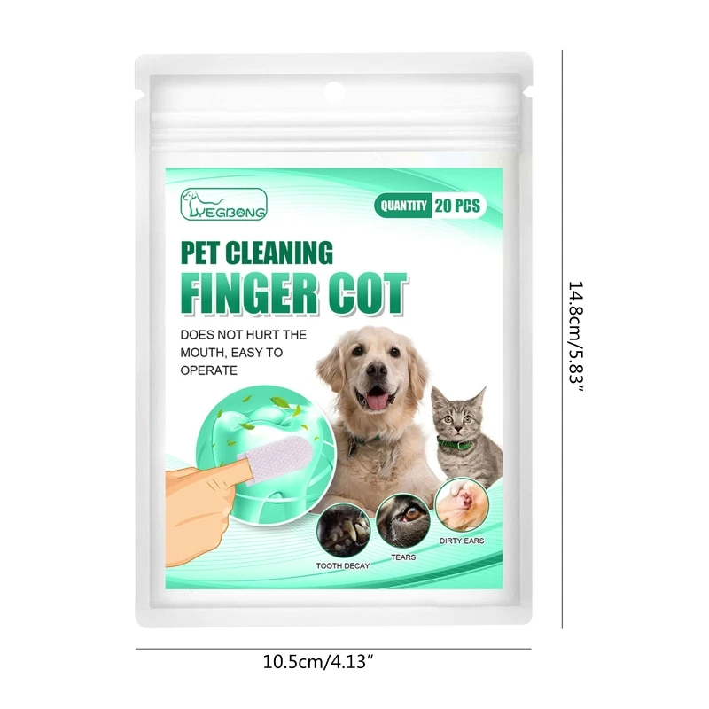 Dog Toothbrush for Cat Finger Toothbrush Super Soft Non-Woven Fabric 20 Pieces