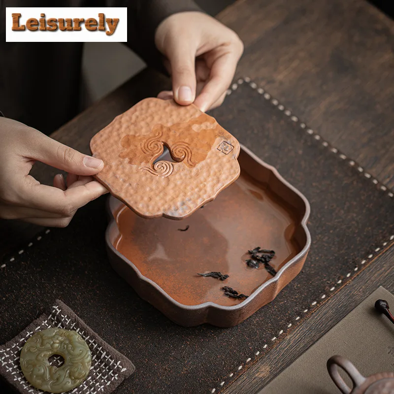 Old Rock Mud Auspicious Cloud Pot Bearing Holder Teacup Support Water Storage Dry Soaking Table Tea Tray Coasters  Accessories