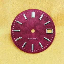 Elegant Wine Red Watch Dial with White Birch Tree Pattern - 28.5MM Automatic Dial with Silver Scale (3)
