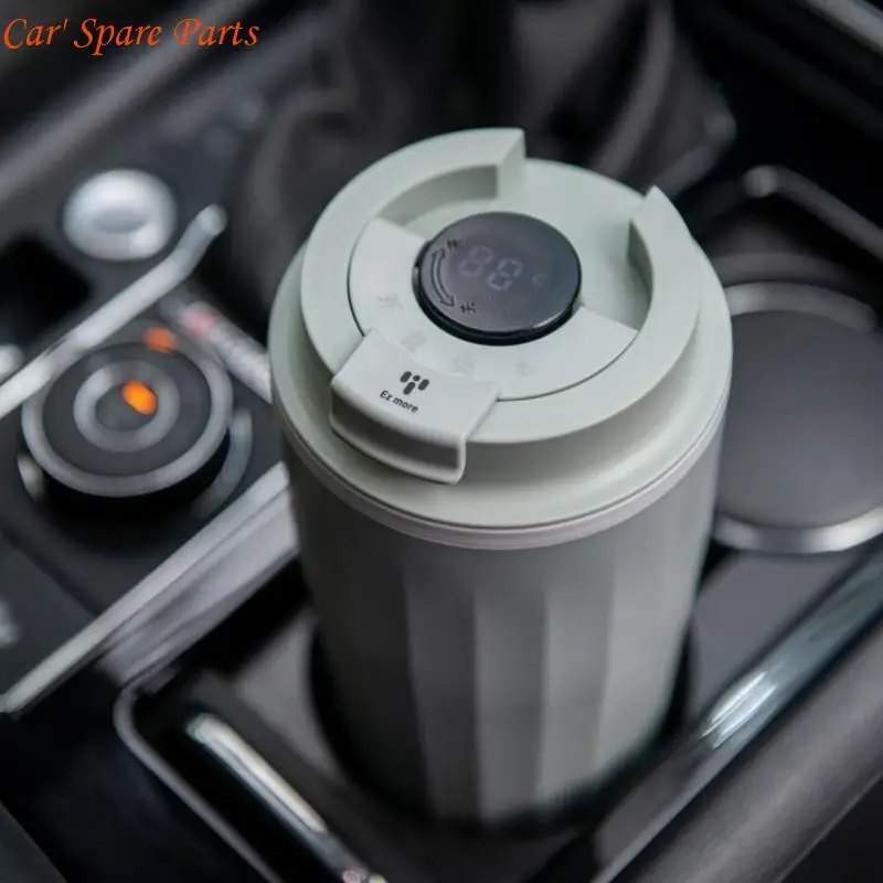 Y4UA 스테인레스 자동차 온수 온수기 병 500ml 용량 12V/24V 차량 커피 컵 디지털 디스플레이 및 안전 컷오프