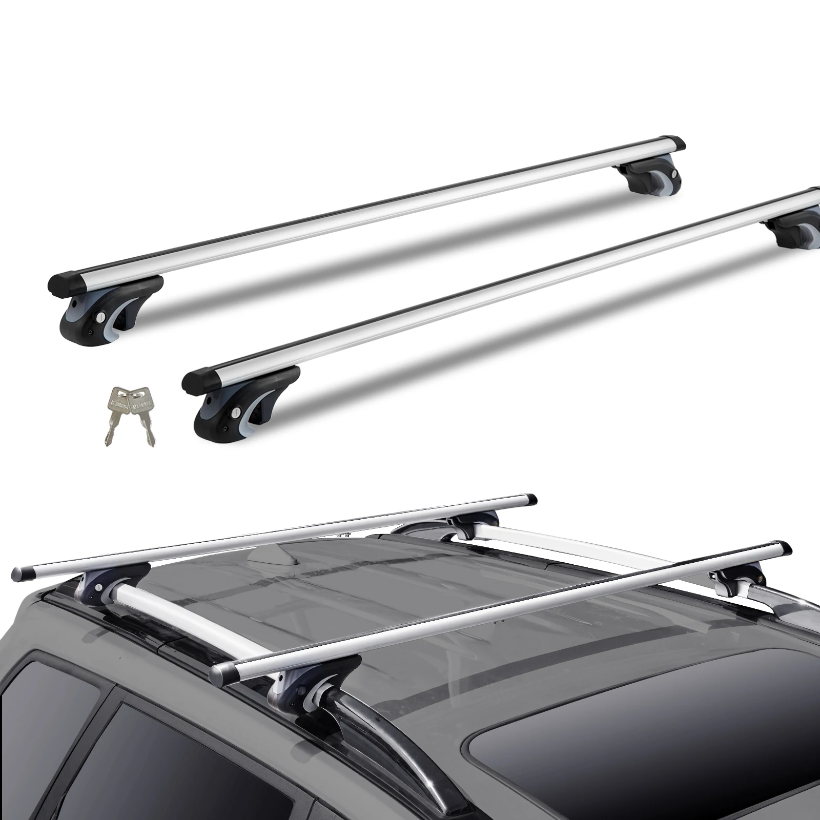 SucceBuy Adjustable Aluminum Roof Rack Crossbars 200LBS 1