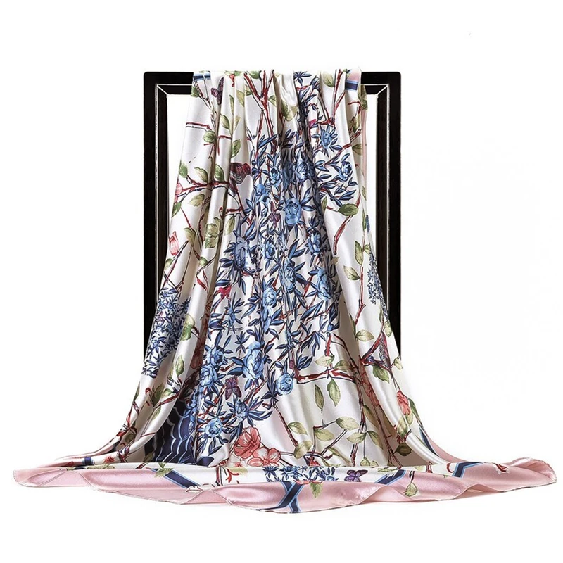 

Новинка весна-лето 90x9 0 см роскошный брендовый Шелковый квадратный шарф женский галстук повязка для волос шарфы с принтом женский платок шарф