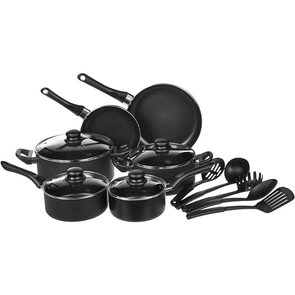 Basics 3-Piece Non-Stick Frying Pan Set - 8 Inch, 10 Inch & 12 Inch,  Black