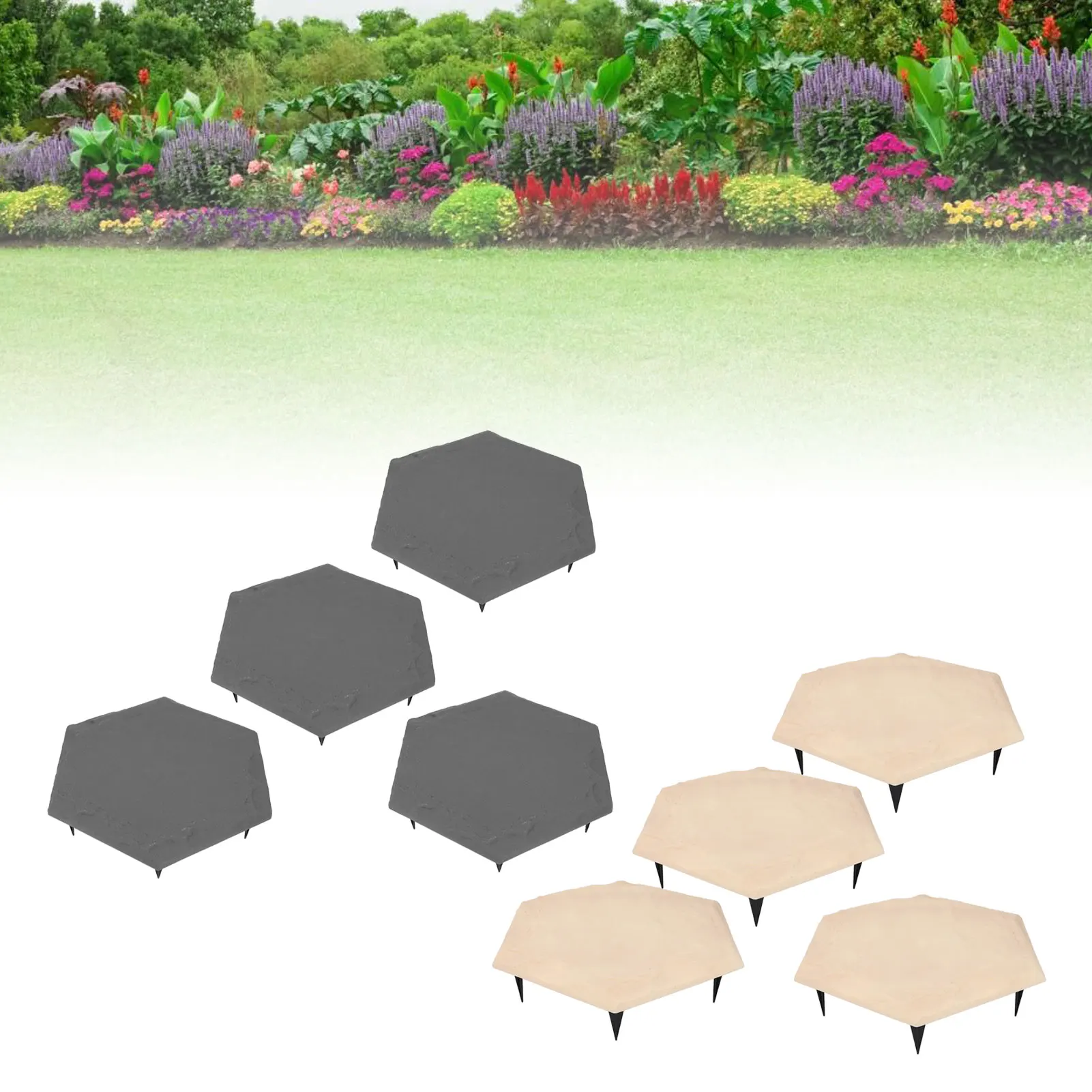 4pcs Stepping Stones Outdoor with 24pcs Ground Stakes Weather Resistant Decorative Stone for Garden Yard Lawn Pathway Walk Way