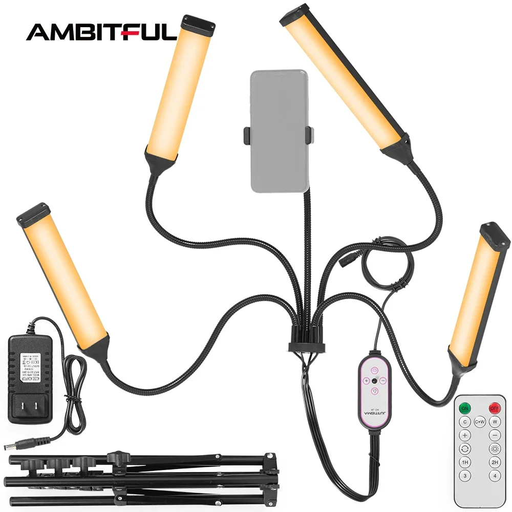 

AMBIRFUL 30W Studio Photography Double Arm Fill Light Led with Tripod Stand for Selfie Light