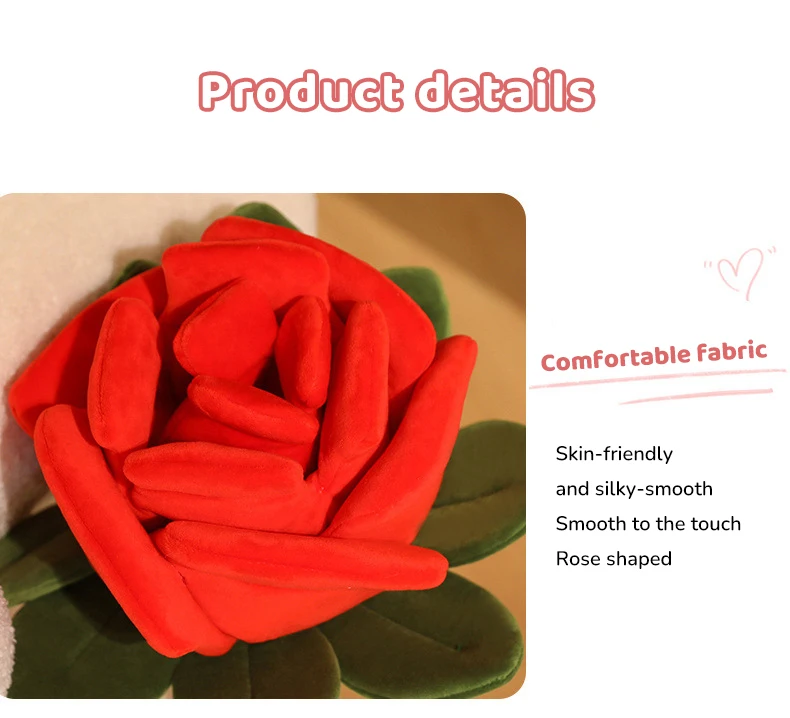 Rose Valentine Gift Flower Doll for Girls Presents Romantic Realistic Red (Rosa Flower Plush Birthday Gifts For Girlfriend