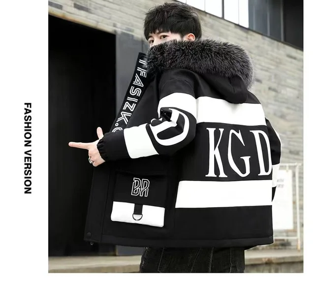 Winter cotton jacket men's thick warm men's cotton jacket loose winter jacket youth down cotton jacket fashionable cotton jacket 15