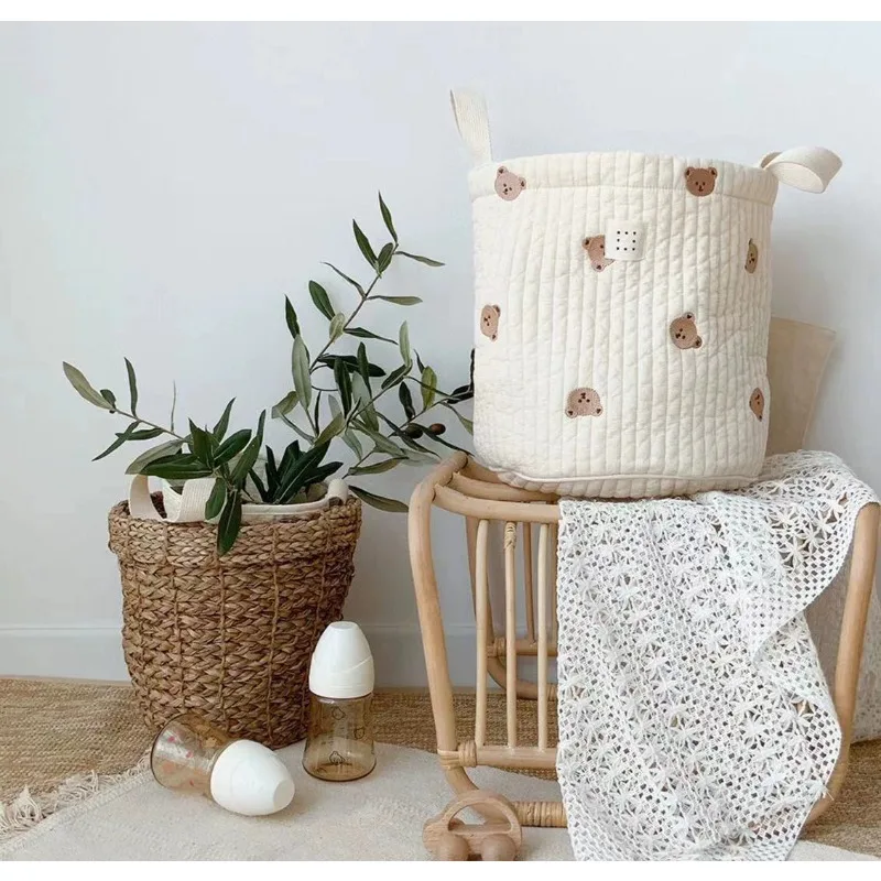 

INS Korean Embroidery Storage Basket Baby Clothes, Diapers, Diapers, Bottles, Dolls, Storage Bags, Multi functional Storage