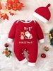 Christmas Limited Edition round Neck Romper Suit with Hat for Newborn Baby Spring Autumn Wear