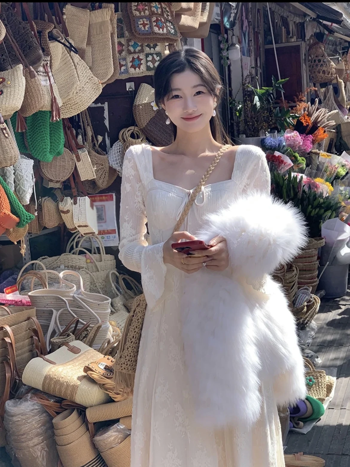 Women's Solid Midi Dress Flare Sleeves Square Collar A-Line Lace Up Autumn Spring French Elegant Vintage Prom Robe Vestidos New