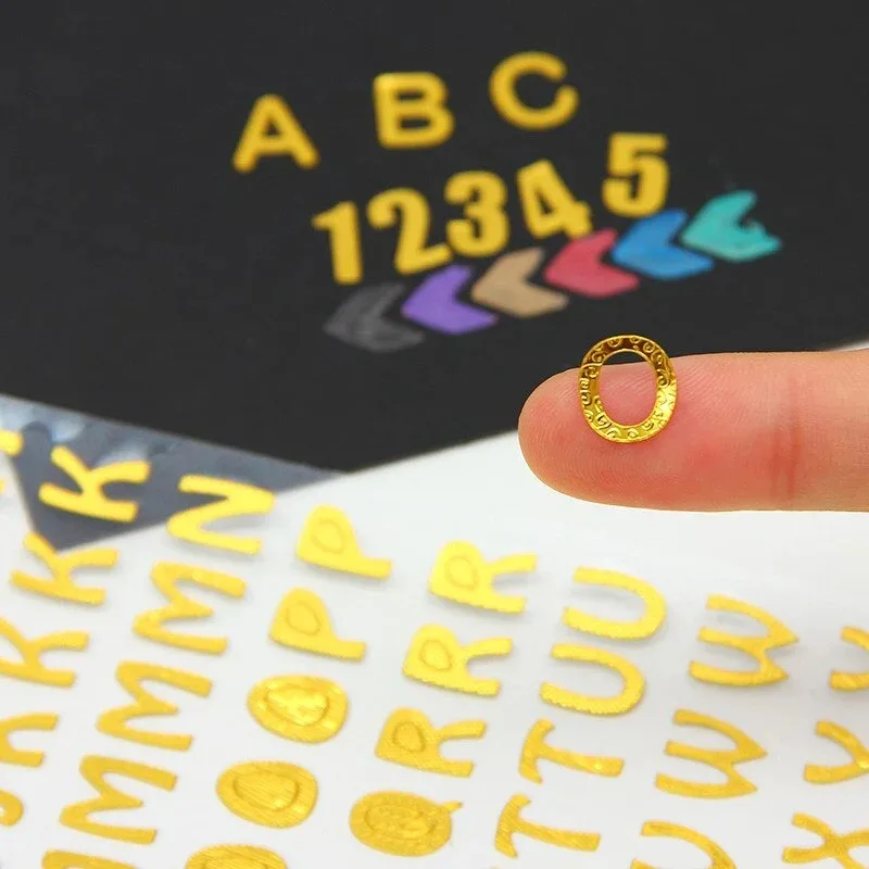 

Gold Silver Number Alphabet Stationery Sticker Text Photo Album Decoration Baby Reward Stickers Diary DIY Decoration