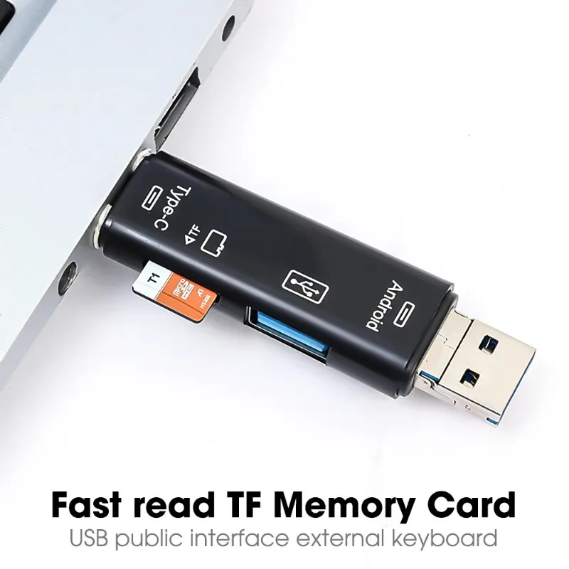 Card Reader 5 in 1 Type-C/Micro/TF/USB 2.0 OTG Adapter SD Card Reader Compatible for Laptop Android IOS Computer Memory Card Reader Adapter card reader otg adapter sd card reader