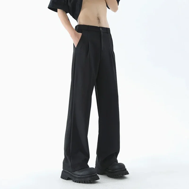 Men's Wide Leg Pants Thin Man Black Comfortable Pant Summer Casual