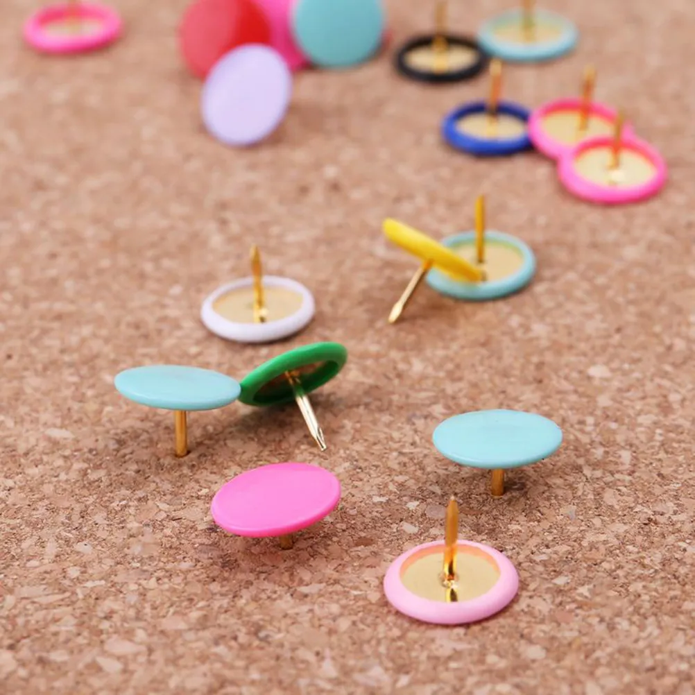 300Pcs 다채로운 플라스틱 푸시 핀 금속 바늘 둥근 머리 사무실 게시판 용품을위한 장 압정