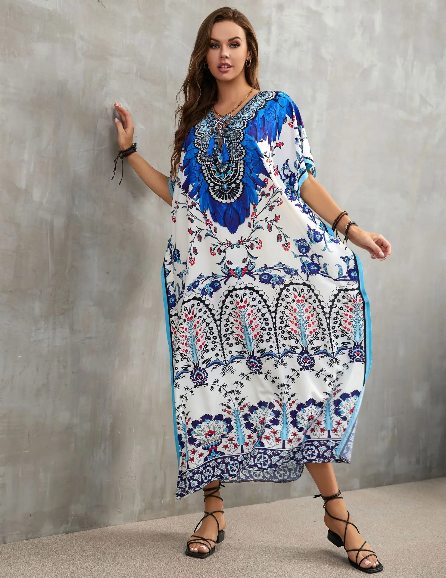 Women's Clothing Kaftan Dresses for Women Plus Size Bathing Suit Cover up Caftan Maxi Beach Dresses 2