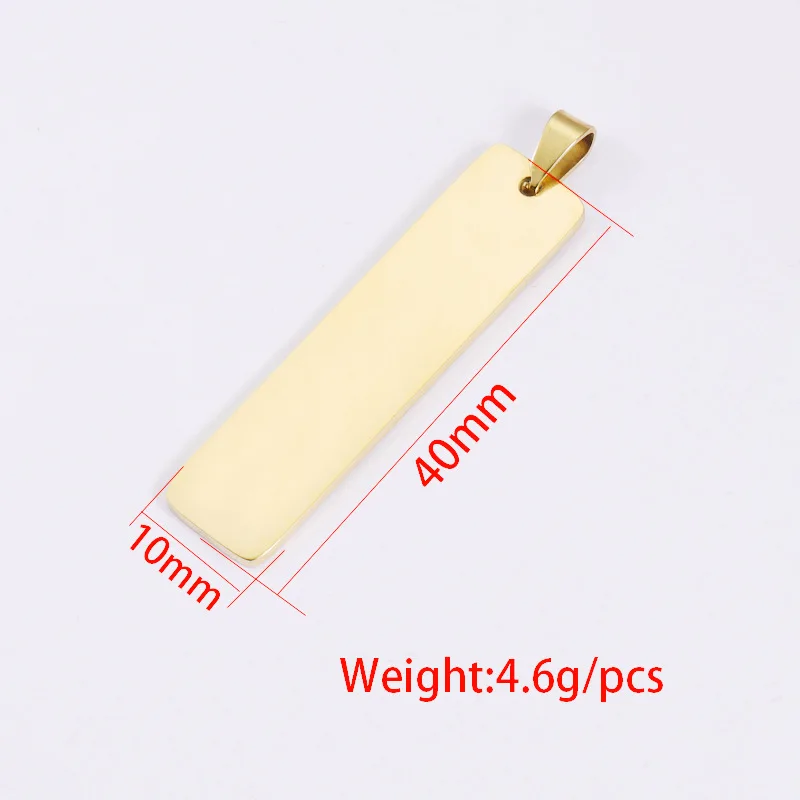 Stainless Steel Cutting Rectangle Tag Pendant Charms For DIY Custom Making Necklaces Keychains Rectangle Tag Bar With Buckle