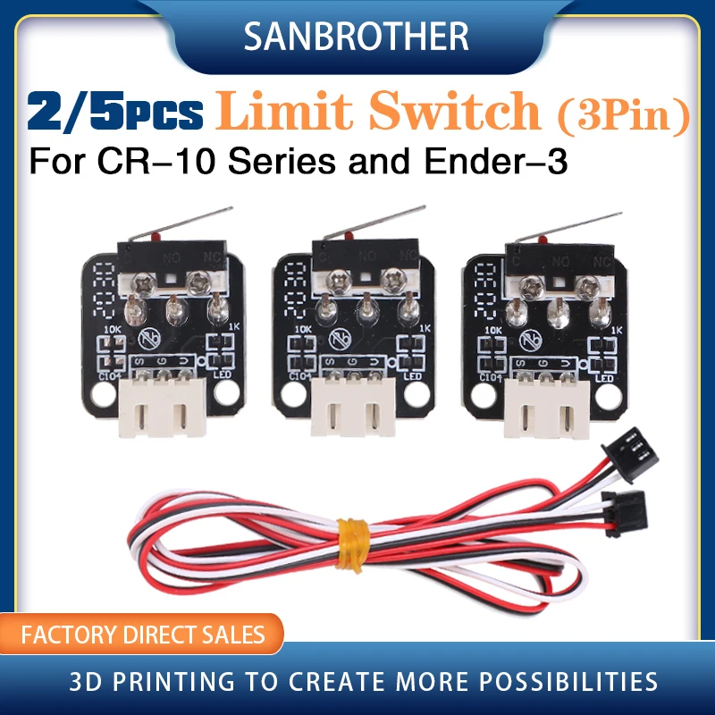 2pc 5pcs X/Y/Z Axis End Stop Limit Switch Module 3D Printer part 3Pin N/O N/C Easy to Use Micro Switch for CR10 Ender-3