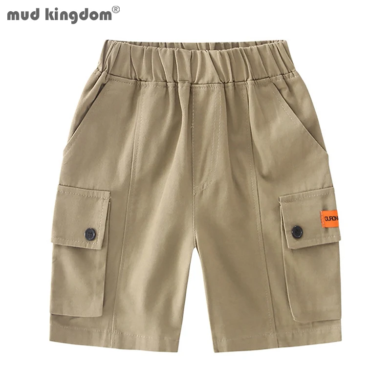 Mudkingdom Big Boy Cargo Shorts Classic Pocket Casual School Beach Elastic Waist Short Pants for Kids Clothes Summer Knee Length |