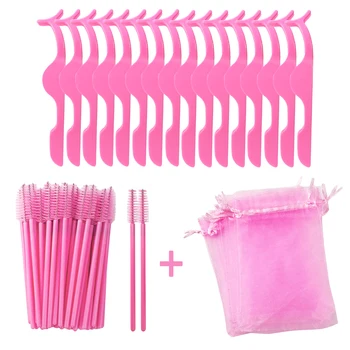 50/100Pcs 3 in 1 래쉬 세트 속눈썹 족집게와 마스카라 완드 및 메쉬 백 포함