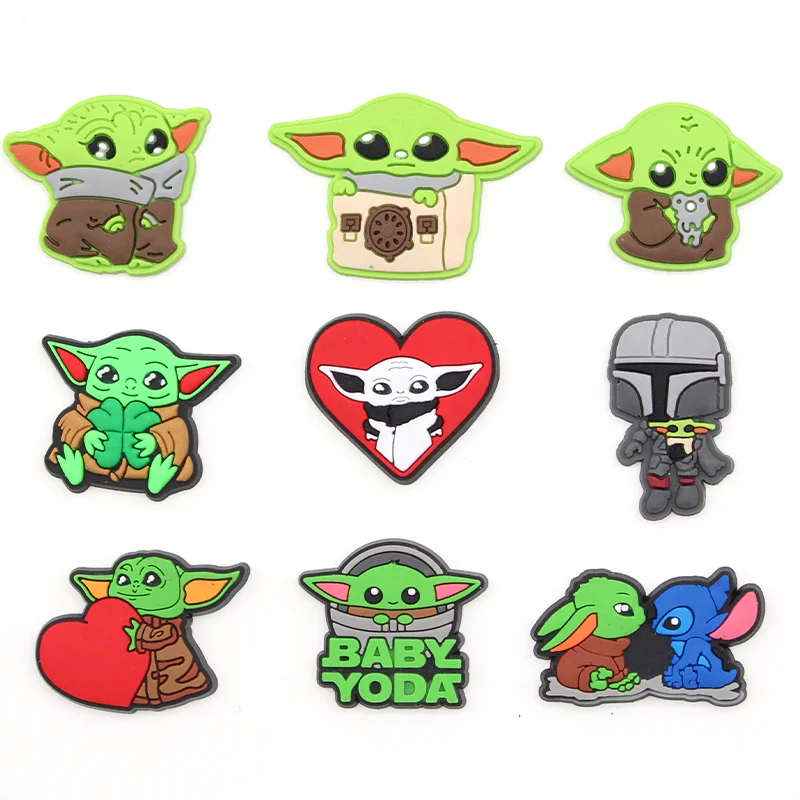 Hot 1pcs Disney Cartoon Baby Yoda croc shoes charms cute DIY Sandals Accessories jibz for clogs Decorations pins boy kids gifts