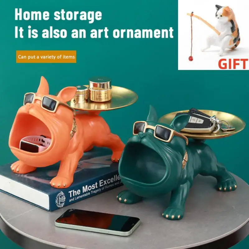 

Resin Dog Statue Living Room Decor Dog Sculpture Table Tray Ornaments French Bulldog Figurine For Home Interior Desk Decoration