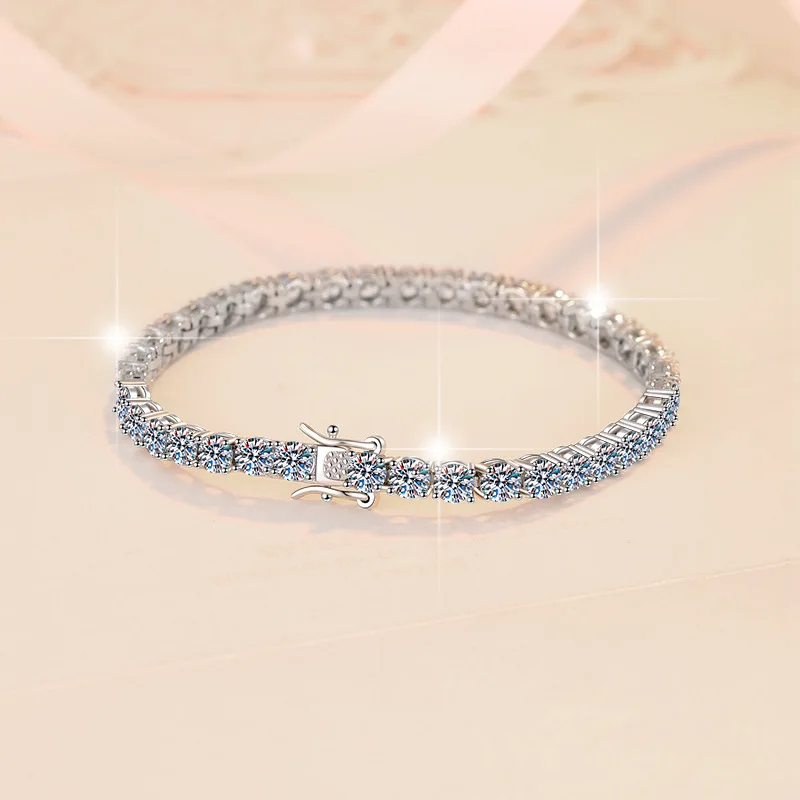 Platinum Moissanite Tennis Bracelet White Background – Vexaro