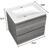 Wall Mounted Bathroom Vanity with Sink Floating Vanity Two Drawers Bathroom Cabinet with Ceramic Integrated Sink 6