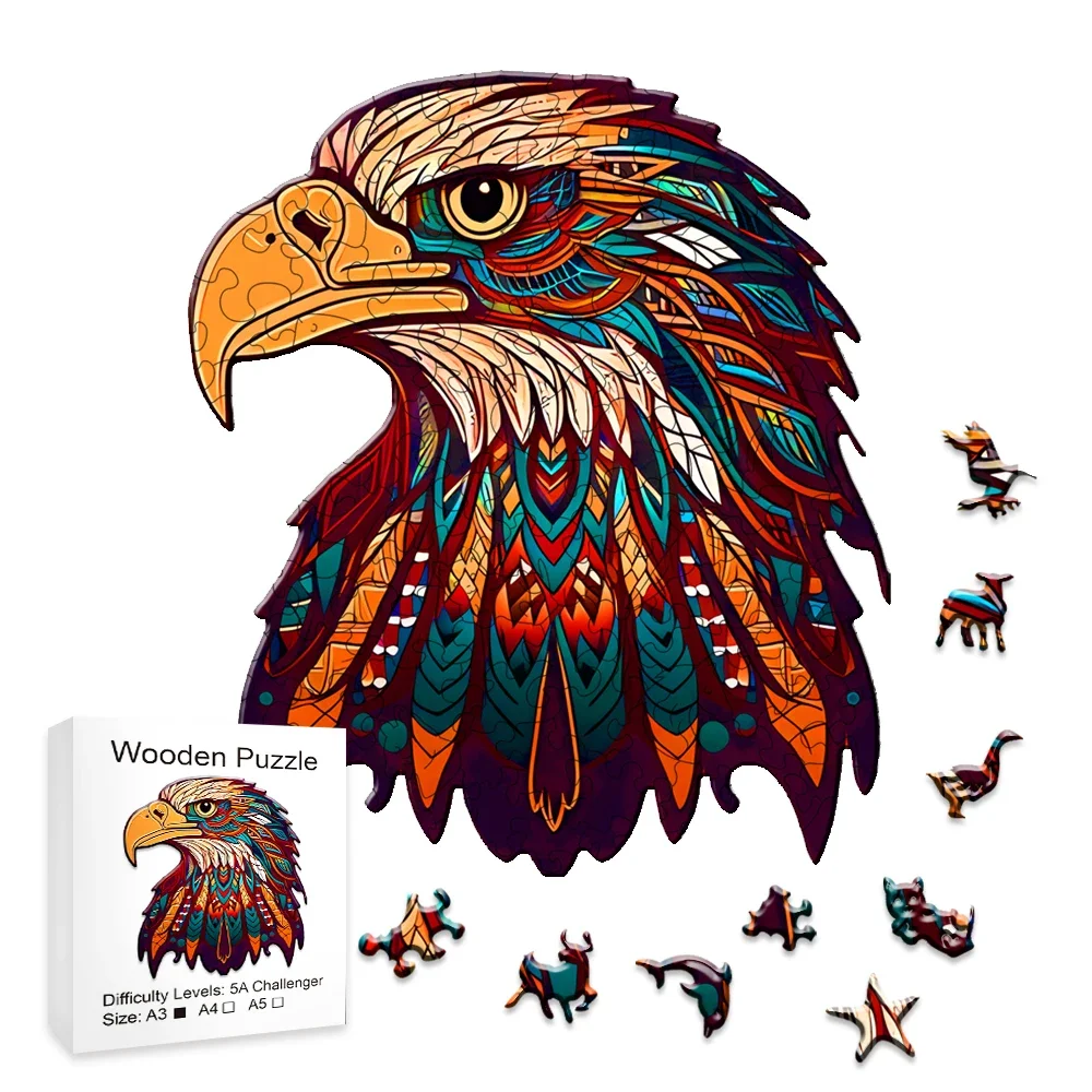 Unique Eagle Wooden Animal Puzzle Big Bird Puzzle Gift Interactive Game Toys Adult and Children Education Wonderful Gift