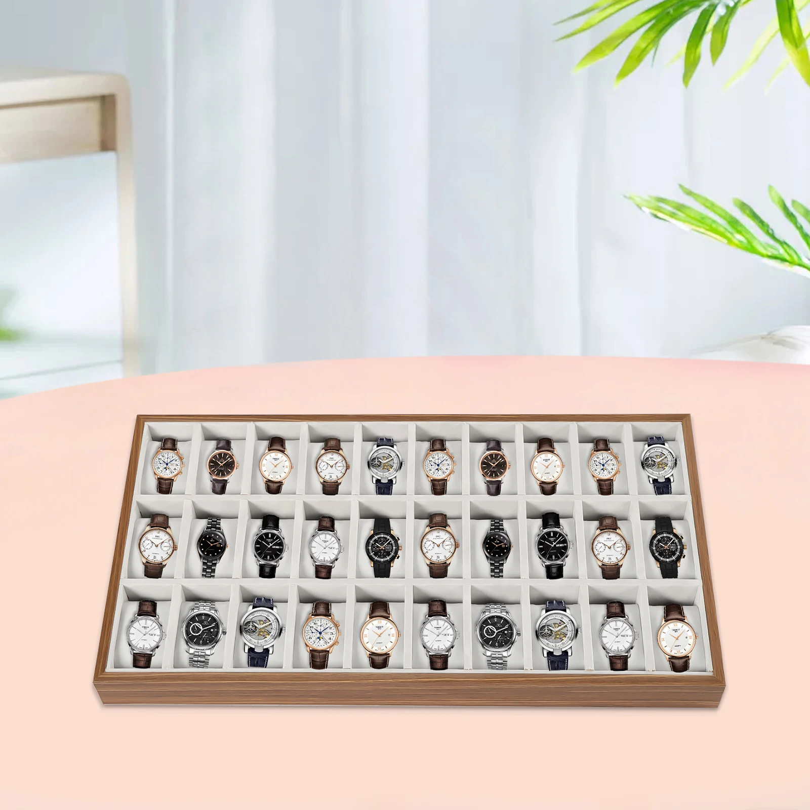 Luxury Wooden Watch Box Organizer with 30 Slots