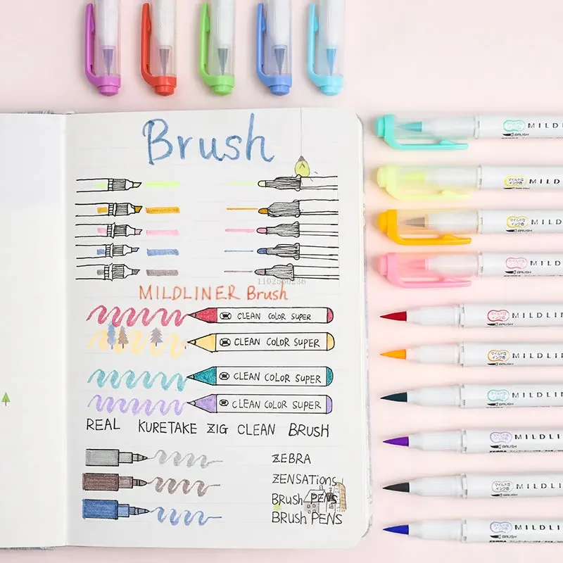 25 Colors Zebra Mildliner Soft Brush Pen Double Tip Highlighter Marker Painting Marking Pens Japanese School Art Stationery WFT8 highlighter pen marker pen highlighter marker art marker