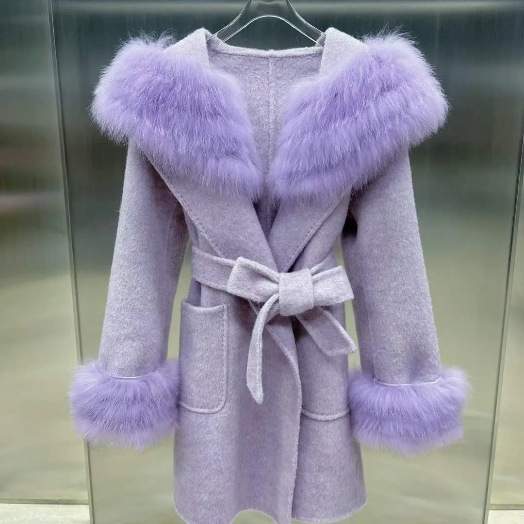 

Новое осенне-зимнее двустороннее шерстяное пальто с капюшоном для женщин высококачественное модное женское Шерстяное Пальто для женщин