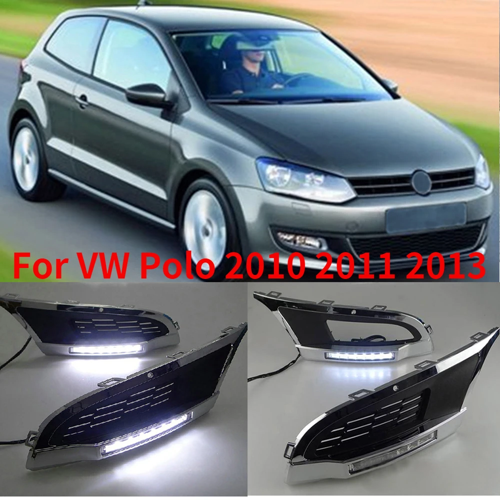 CAPQX 1Pair For VW Polo 2010 2011 2013 LED Daytime Running Light DRL