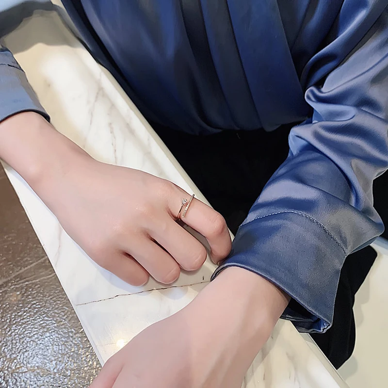 Gold Color Ring Minimalist Exquisite Zircon Gold Color Star Open Rings For Woman Fashion Korean Jewelry Luxury Wedding Party Unusual Girl's Ring